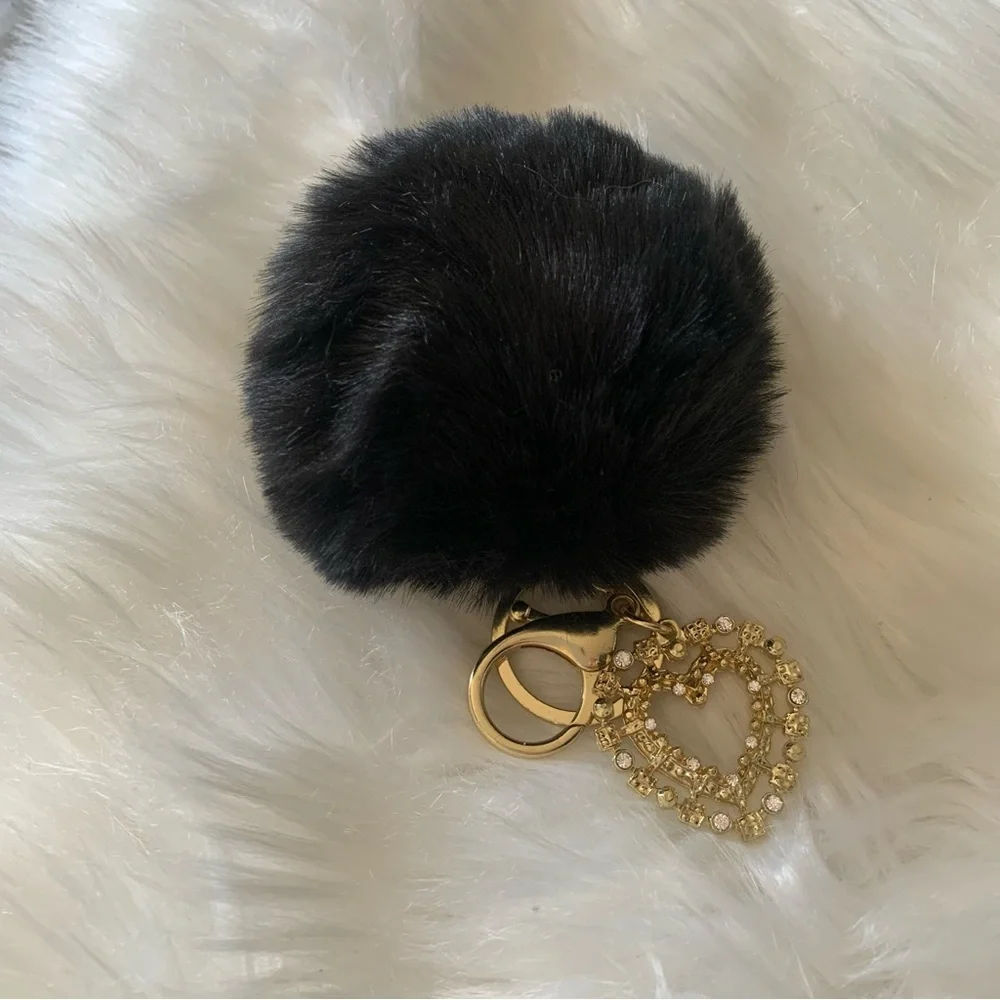 NWOT Black Poof Key Chain